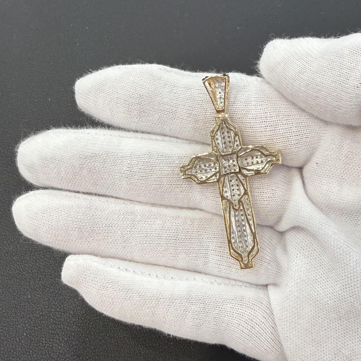 0.50ctw Diamond Cross Pendant 10K Yellow Gold