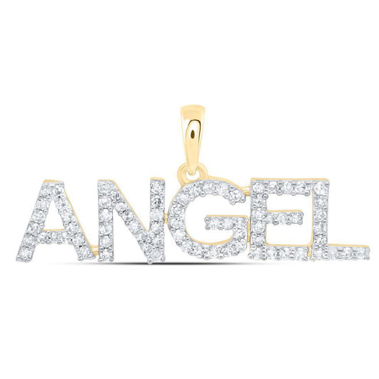 0.25 cttw Diamond Angel Charm Pendant 10k Yellow Gold