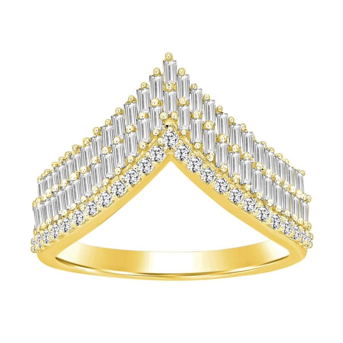 0.50cttw Diamond Band Ring Baguette / Round 14k Yellow Gold