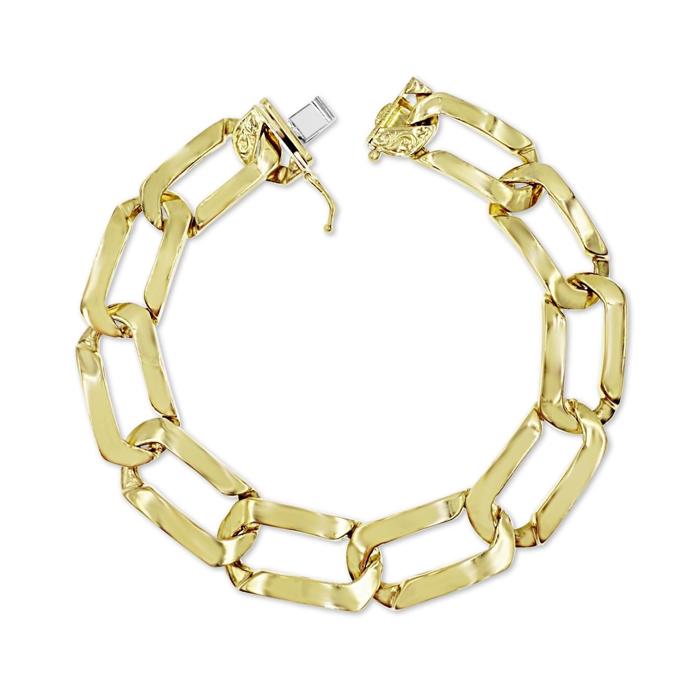 10K Yellow Gold Chunky Paperclip Link Chain Bracelet