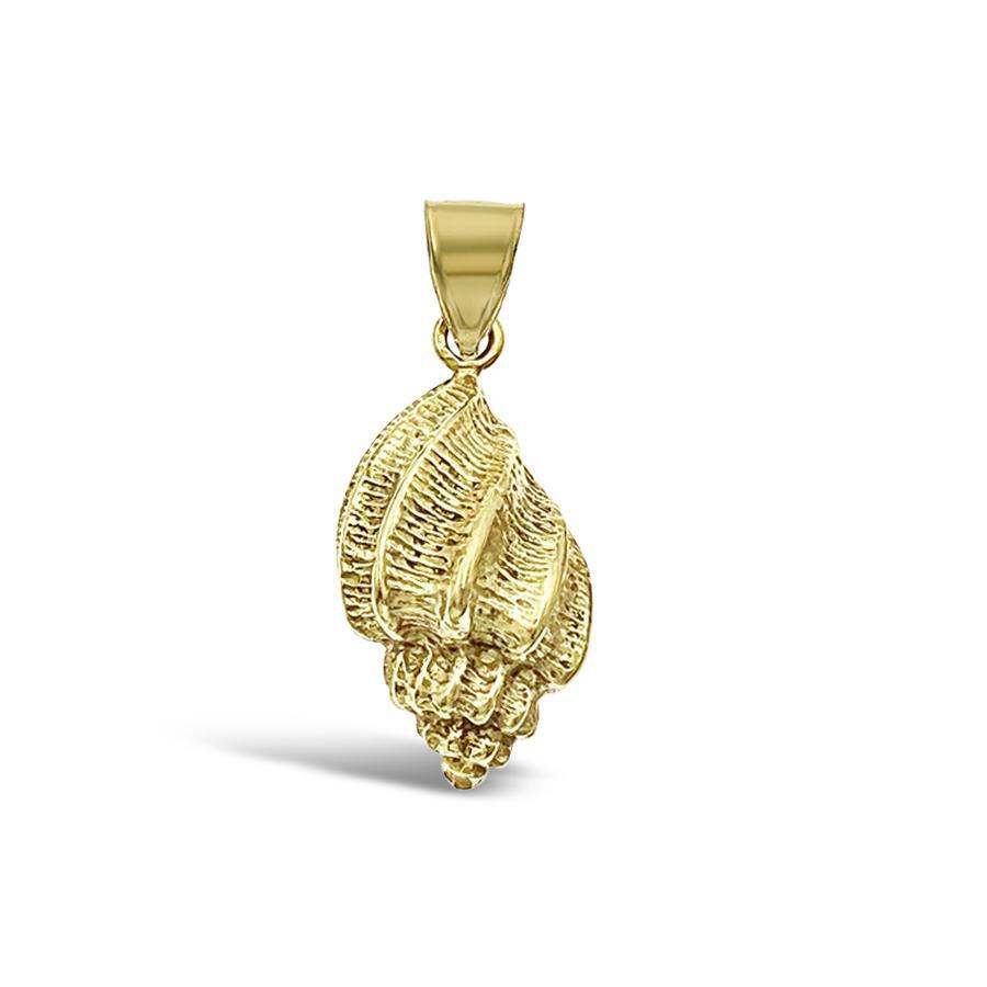 10k Yellow Gold Conch Shell Pendant Charm 1"