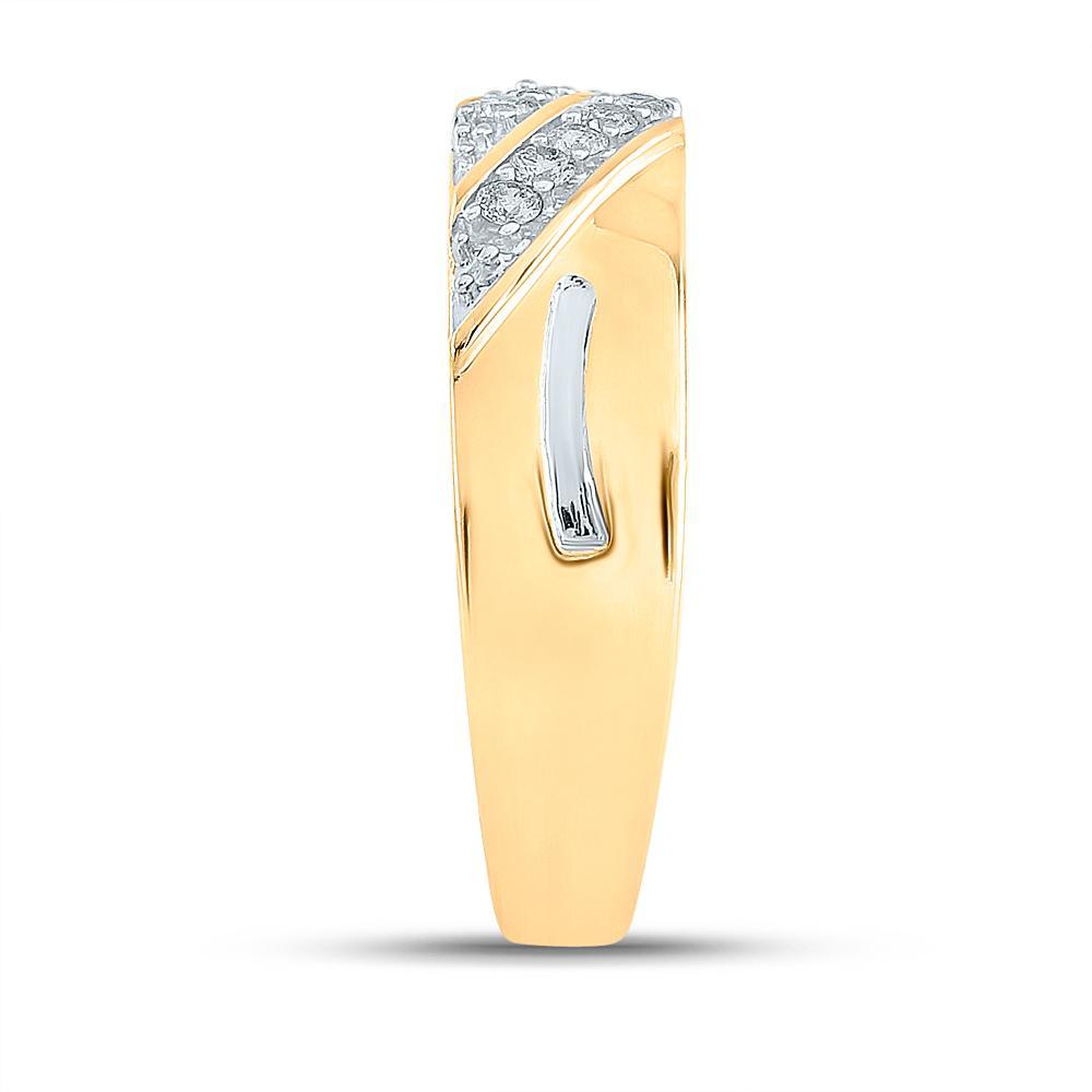 0.6ctw Diamond Trio Wedding His Hers Ring Set 10k Yellow Gold Square Cluster