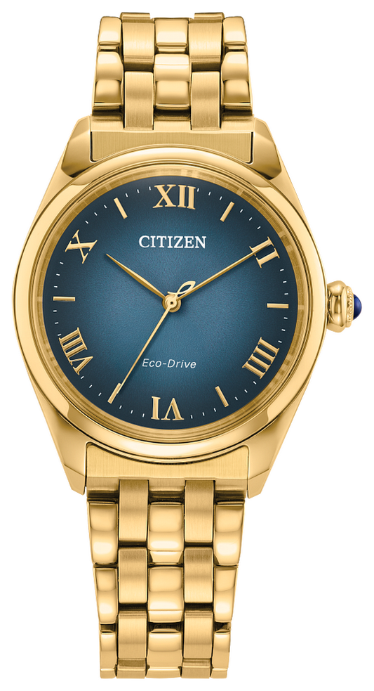 Citizen L Classic Eco-Drive Gold tone Blue Dial Womens Watch EM1142-84L