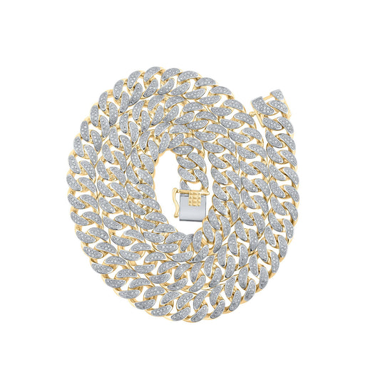 5 Cttw Round Diamond 20-inch Cuban Link Chain Mens Necklace 10k Yellow Gold