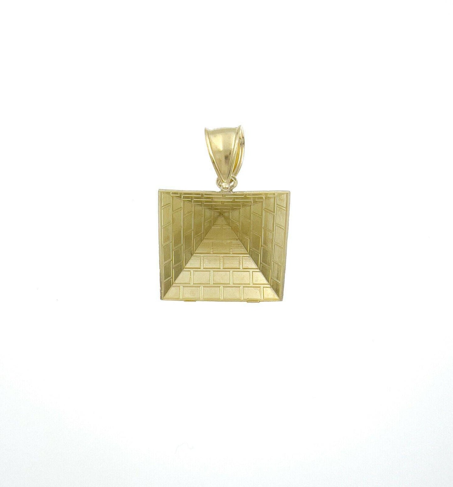 Egyptian Pyramid Pendant 10k Gold 3D Diamond Cut Charm 1.4"