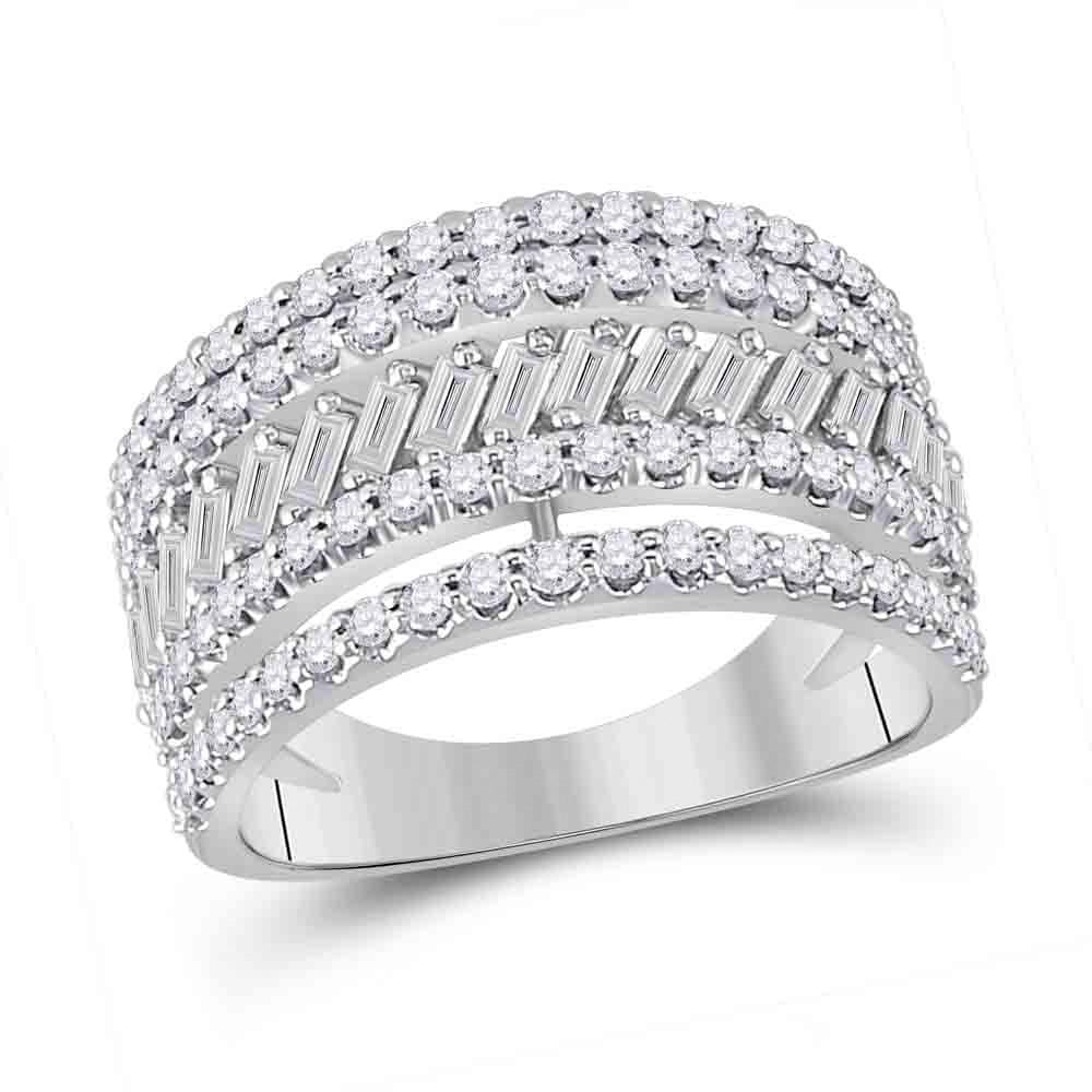 1.05 Ctw Baguette Diamond Womens Anniversary Ring Band 14k White Gold