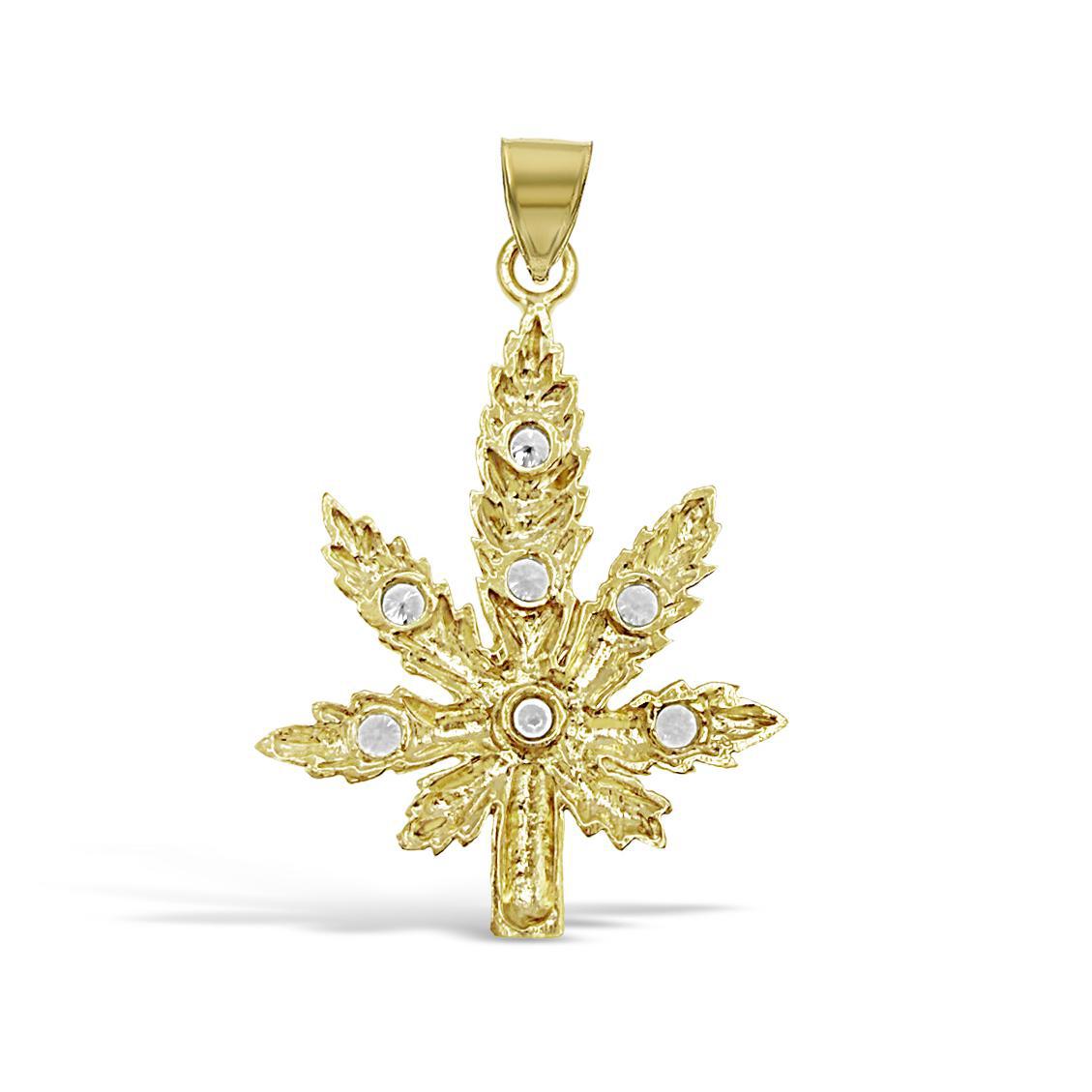 10K Yellow Gold Marijuana Leaf Pendant