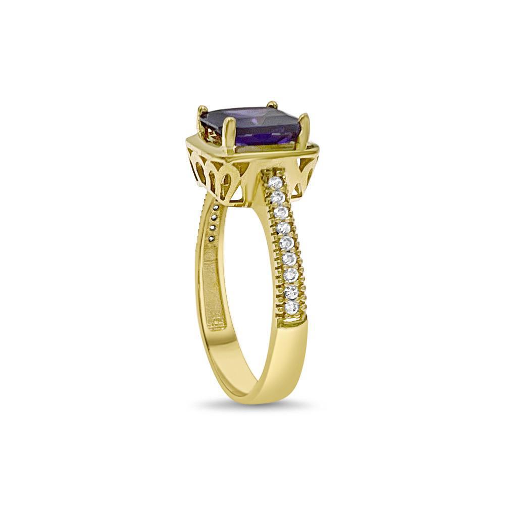 14k Gold Birthstone Ring Purple Women Band Size 7