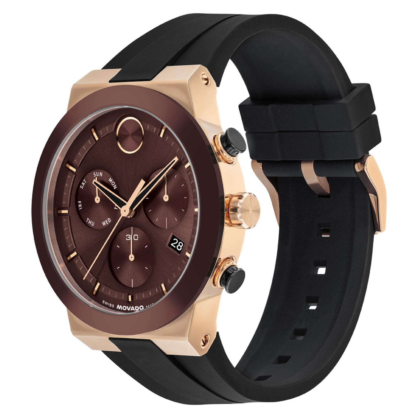 Movado Bold Quartz Chronograph Cherry Dial Mens Watch 3601332