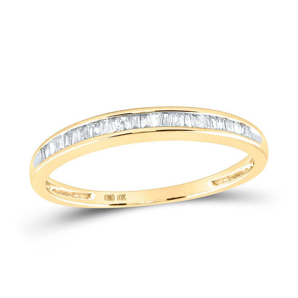 10k Yellow Gold Womens Baguette Diamond Wedding Anniversary Band