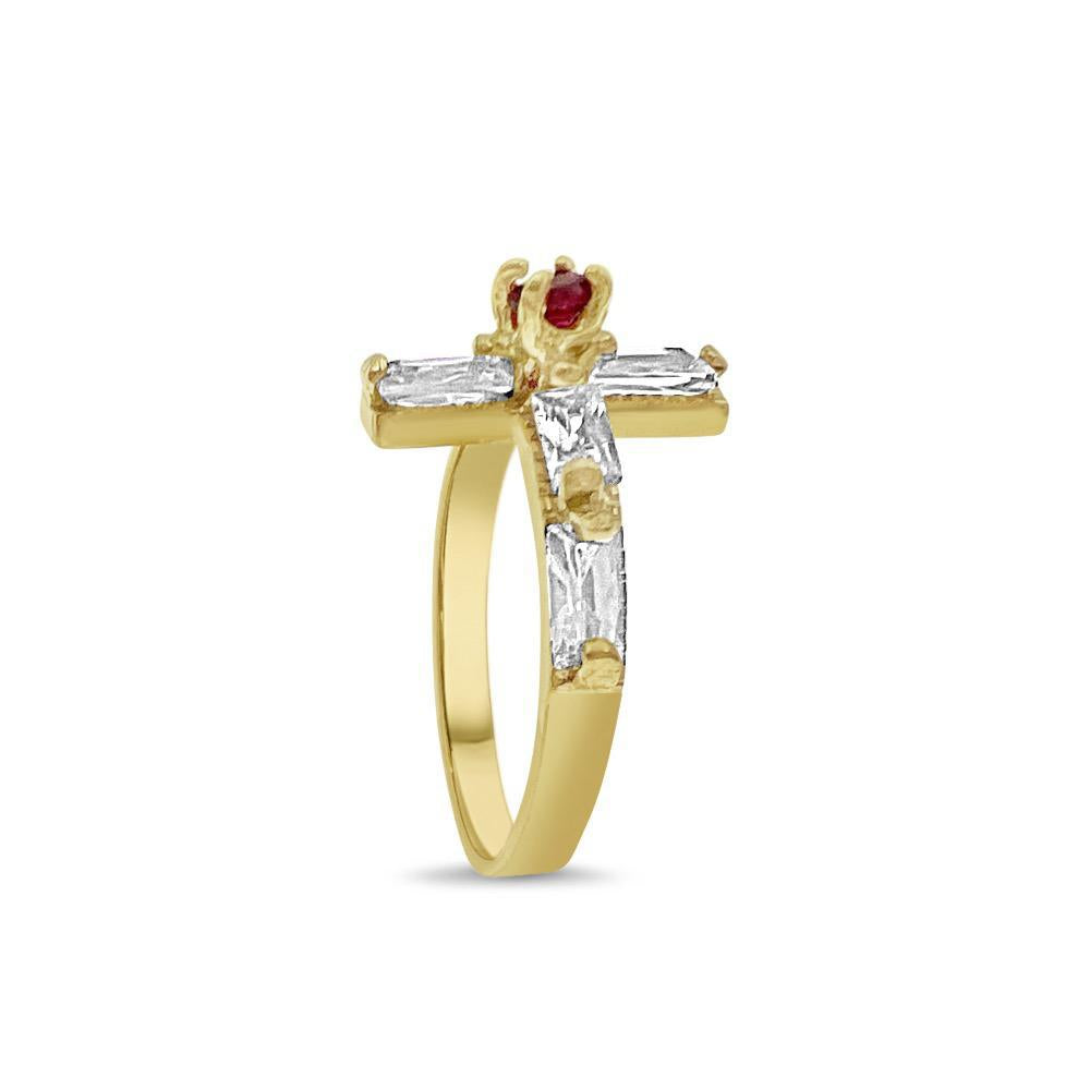 10k Gold Cross Ring Cz Band Size 7