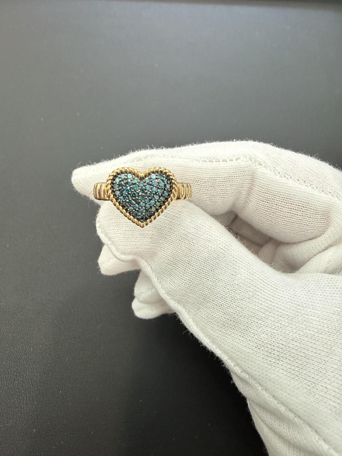 0.25ctw Blue Diamond Heart Ring 10K Yellow Gold
