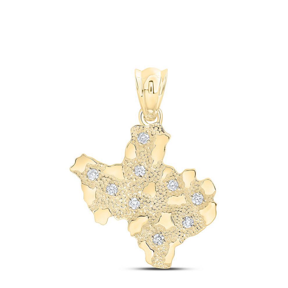 0.62 Ctw Diamond Texas Nugget Mens Pendant Charm 10k Yellow Gold