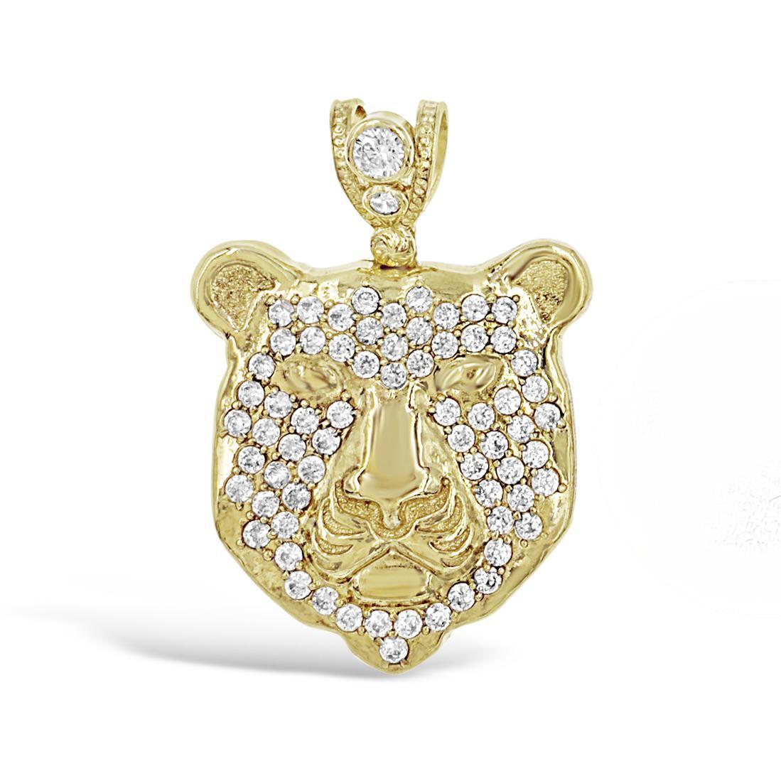 Tiger Head Pendant Real 10K Yellow Gold