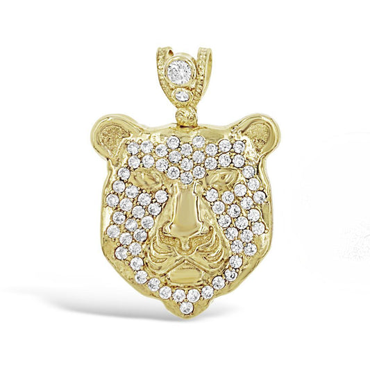 Tiger Head Pendant Real 10K Yellow Gold