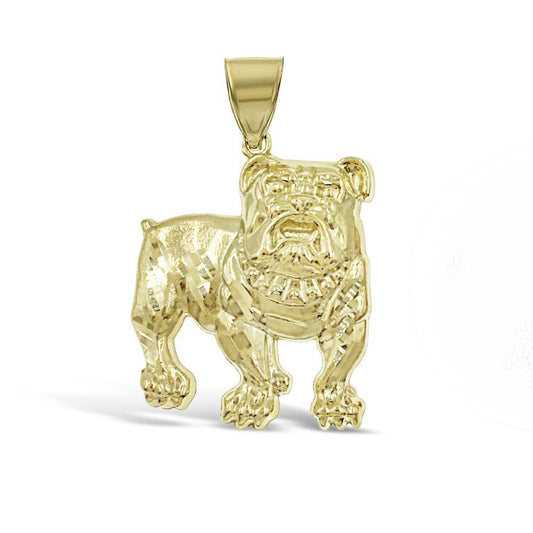 10K Yellow Gold Dog Pet Bulldog Pendant Charm