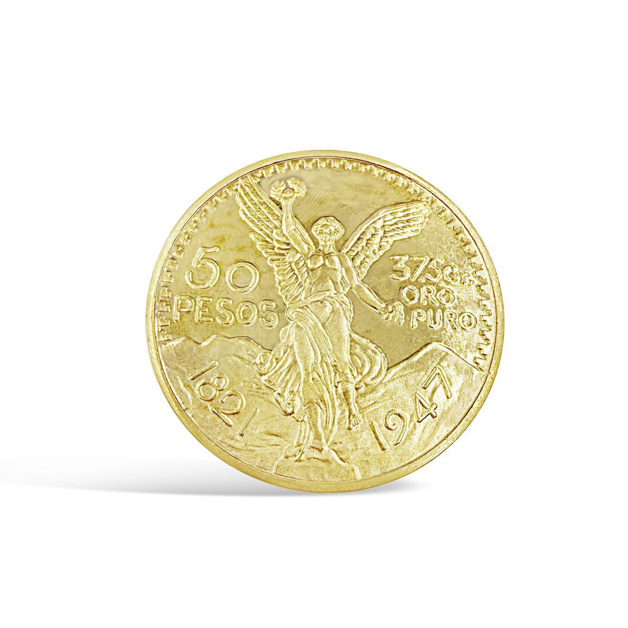 Real 14k Gold Solid 1947 Mexican Centenario 50 Pesos Coin