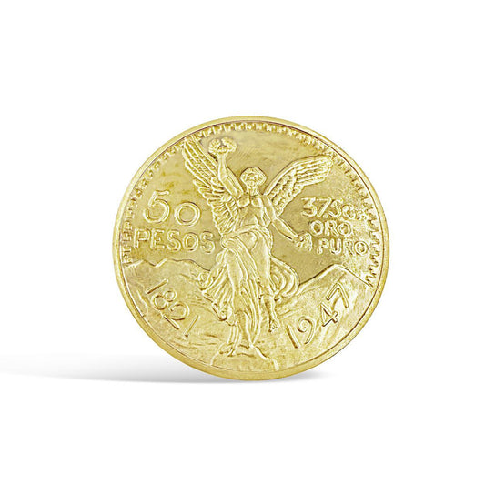 Real 14k Gold Solid 1947 Mexican Centenario 50 Pesos Coin