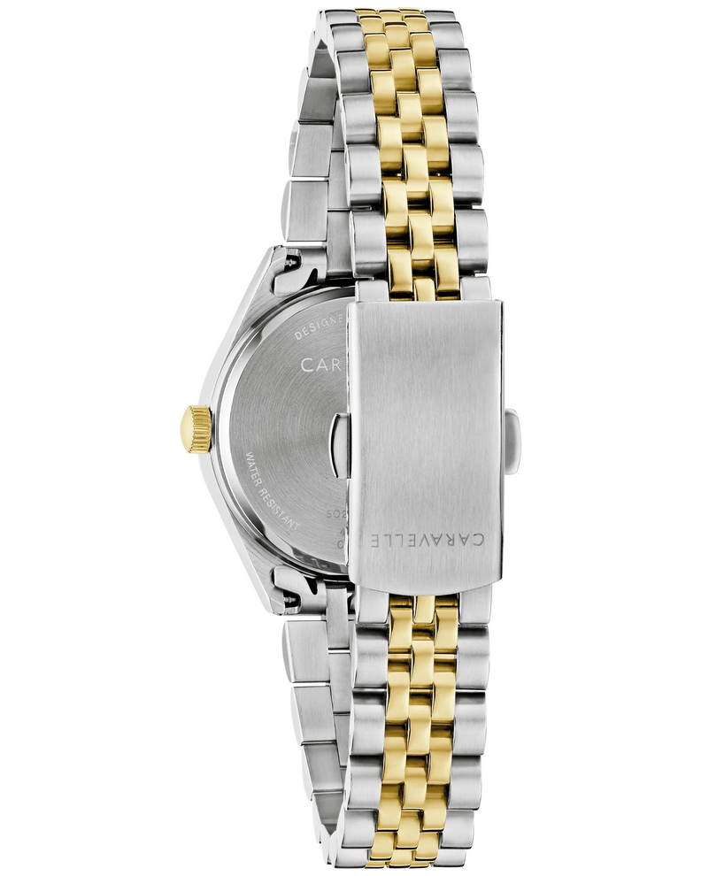 Caravelle Classic Two tone Linen Dial Womens Watch 45M121