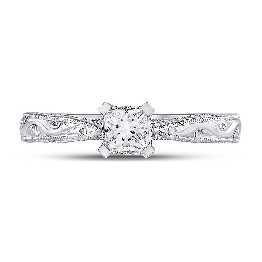 Princess Cut Diamond Solitaire Engagement Ring 0.48ctw 14K White Gold