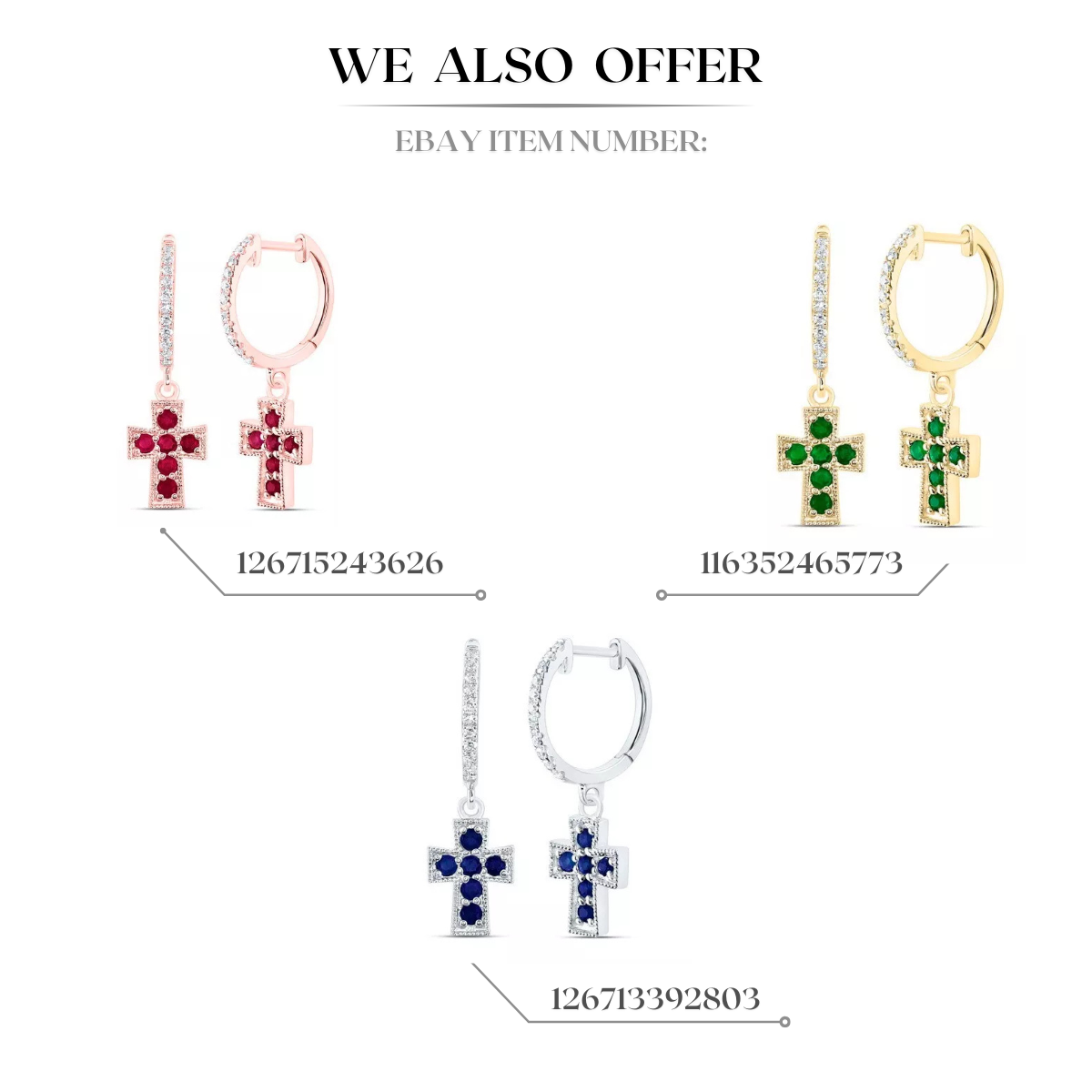 Natural Green Emerald & Diamond Cross Hoop Dangle Drop Earrings 14k Yellow Gold