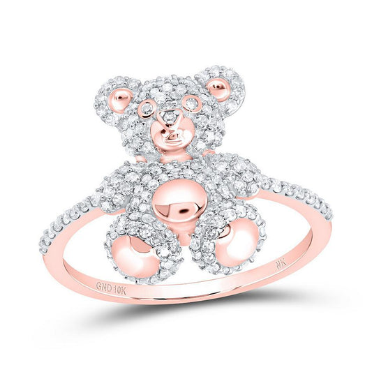 0.50cttw Round Diamond Teddy Bear Womens Ring 10k Rose Gold Size 7