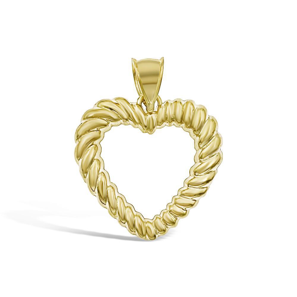 Open Heart Twisted Rope Pendant 10K Yellow Gold