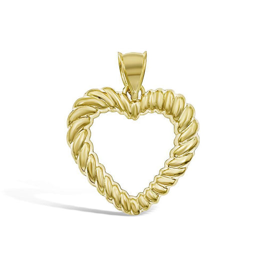 Open Heart Twisted Rope Pendant 10K Yellow Gold