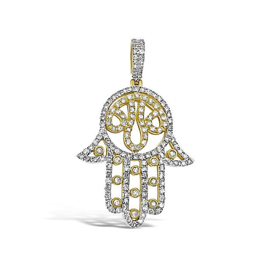 0.62ctw Diamond Hamsa Hand Pendant 10K Yellow Gold