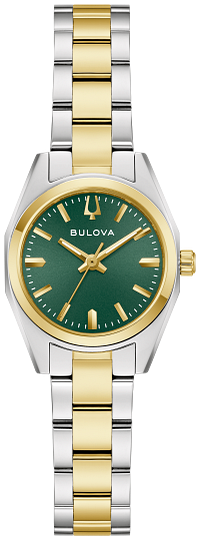 Bulova Surveyor Two Tone Green Dial Womens Watch 98L329