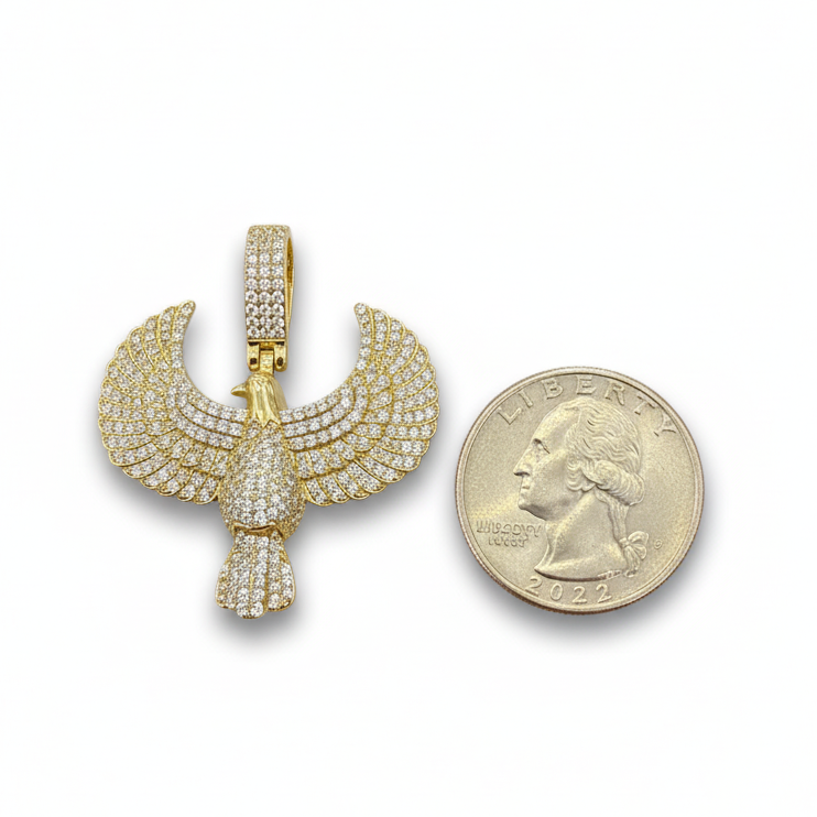 Egyptian Eagle Pendant 925 Sterling Silver Gold Plated