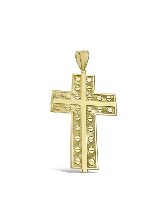 10k Yellow Gold Cross Pendant Men Charm 2.9"