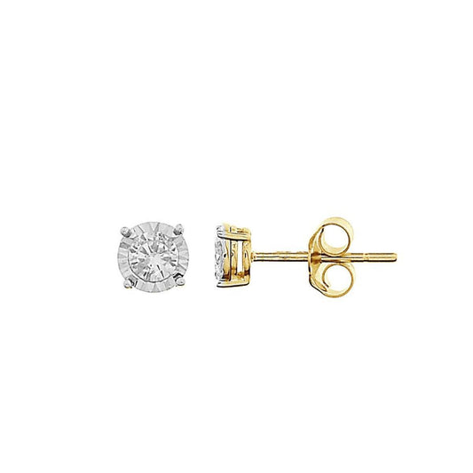 0.33 cttw Round Diamond Solitaire Stud Earrings 10k Yellow Gold