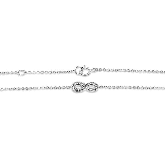 Diamond Infinity Anklet Bracelet Ankle 10k White Gold 9"
