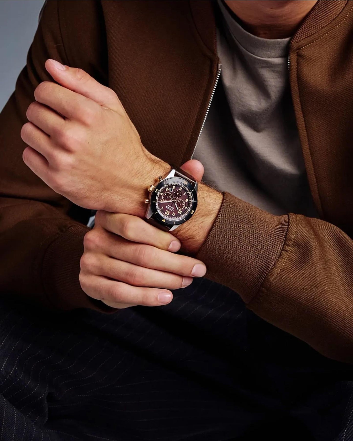 Citizen Terra Force Eco Drive Brown Dial Men's Watch CA4746-08X