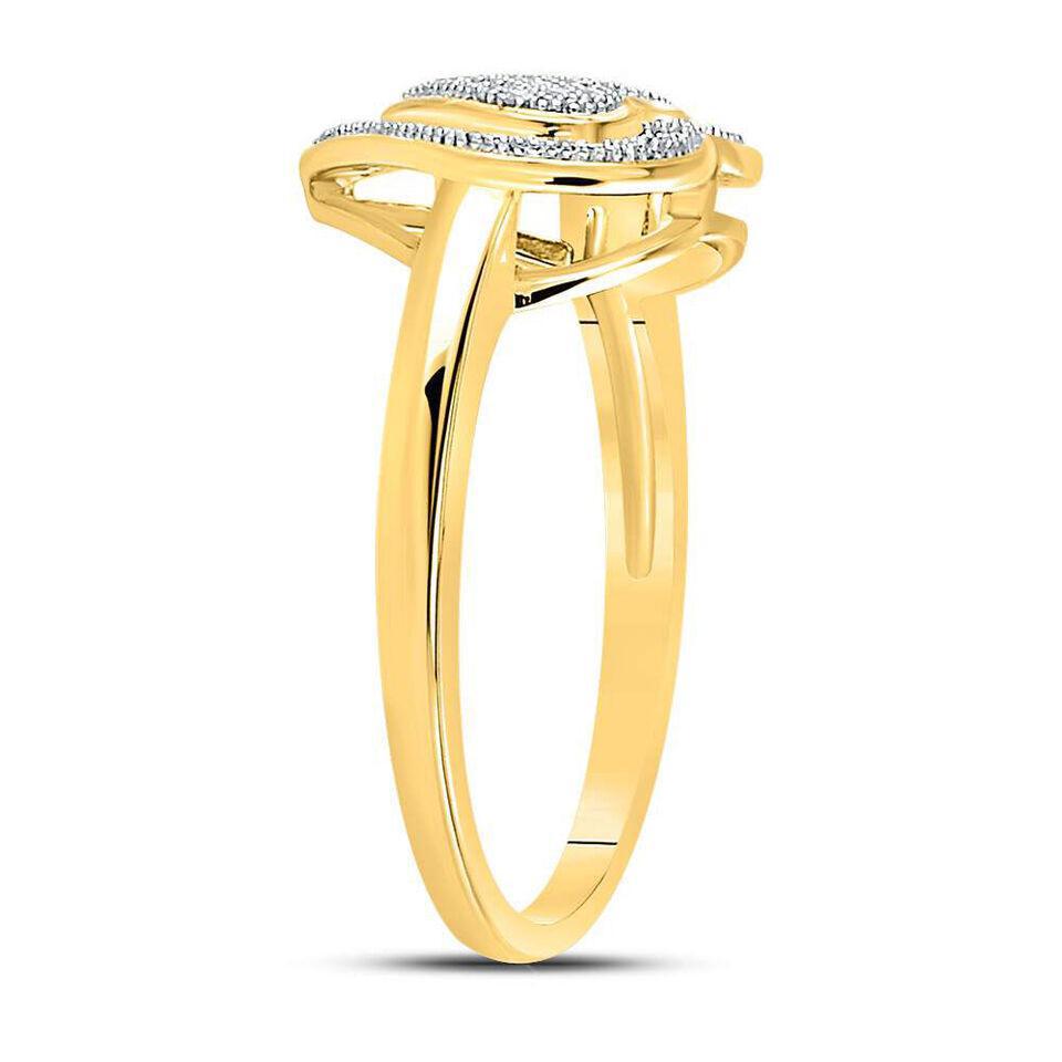 10kt Yellow Gold Womens Round Diamond Heart Ring 1/6 Cttw