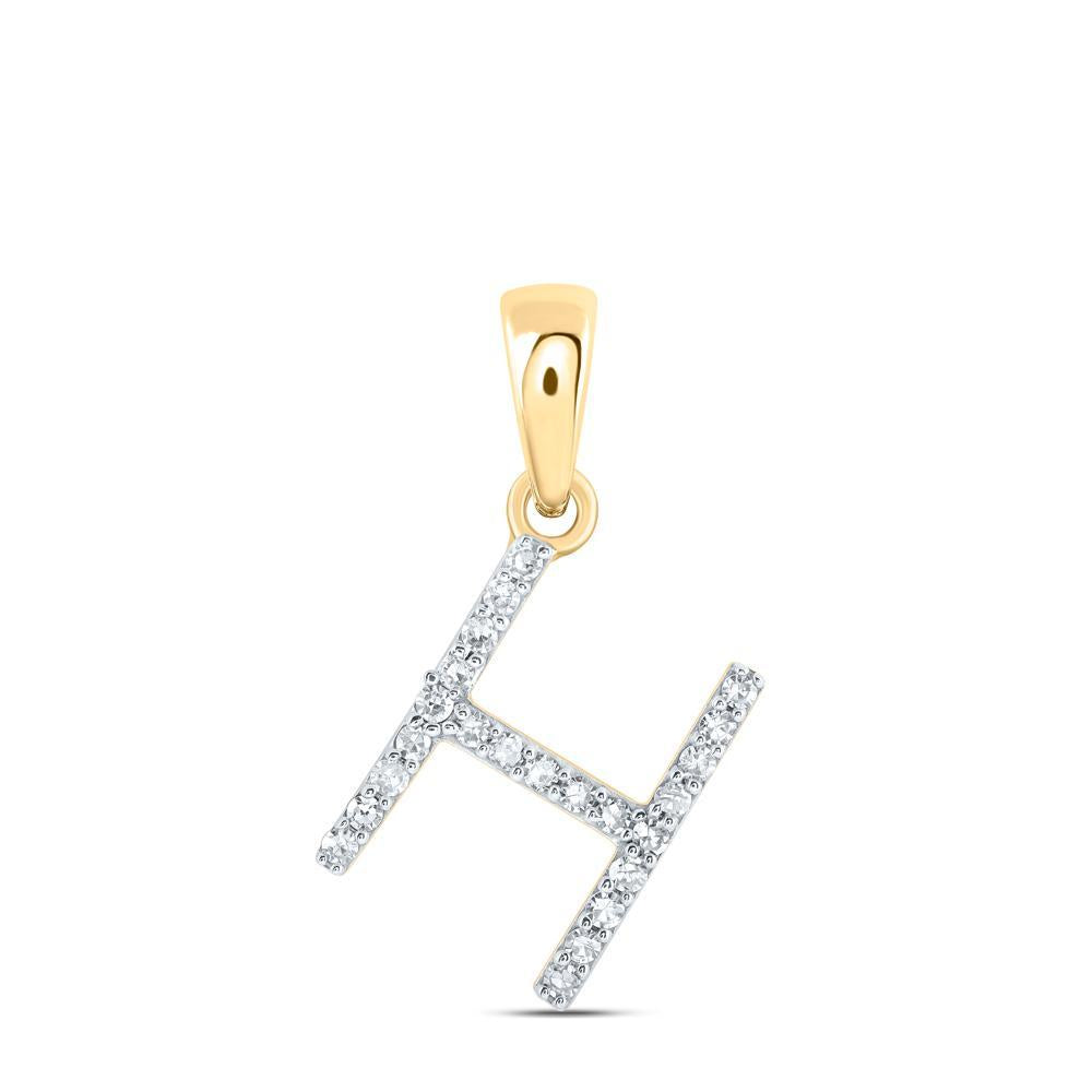 Diamond Letter Initial H Pendant Charm 10k Yellow Gold