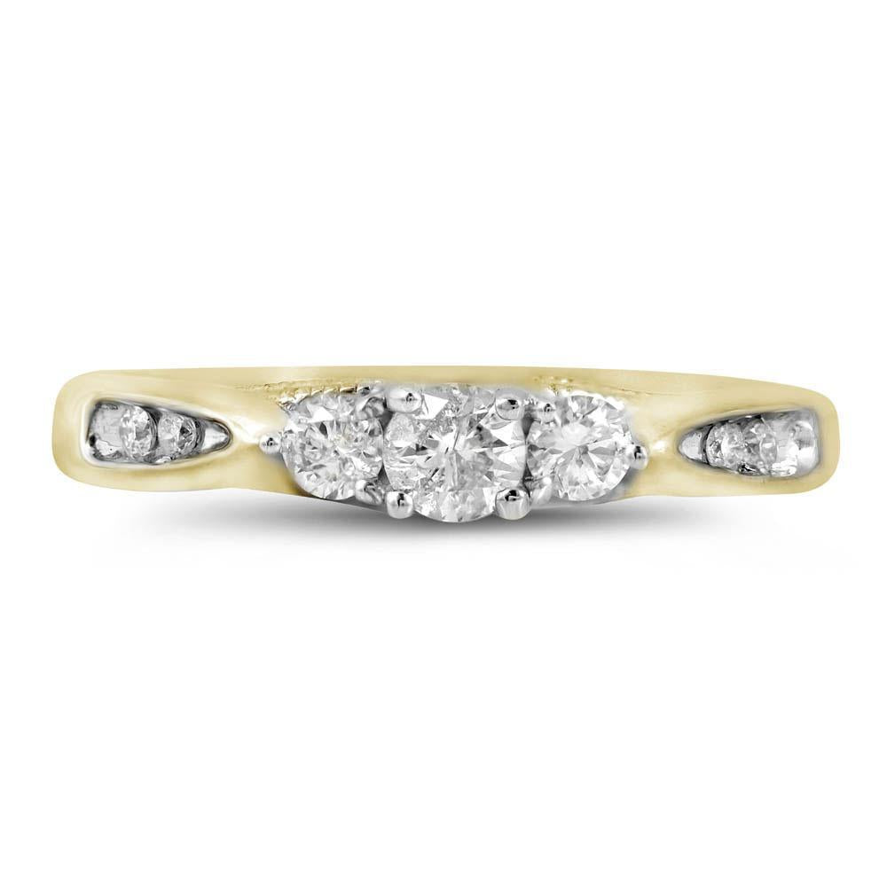 3/8cttw Round Diamond Three stone Engagement Ring 10k Yellow Gold