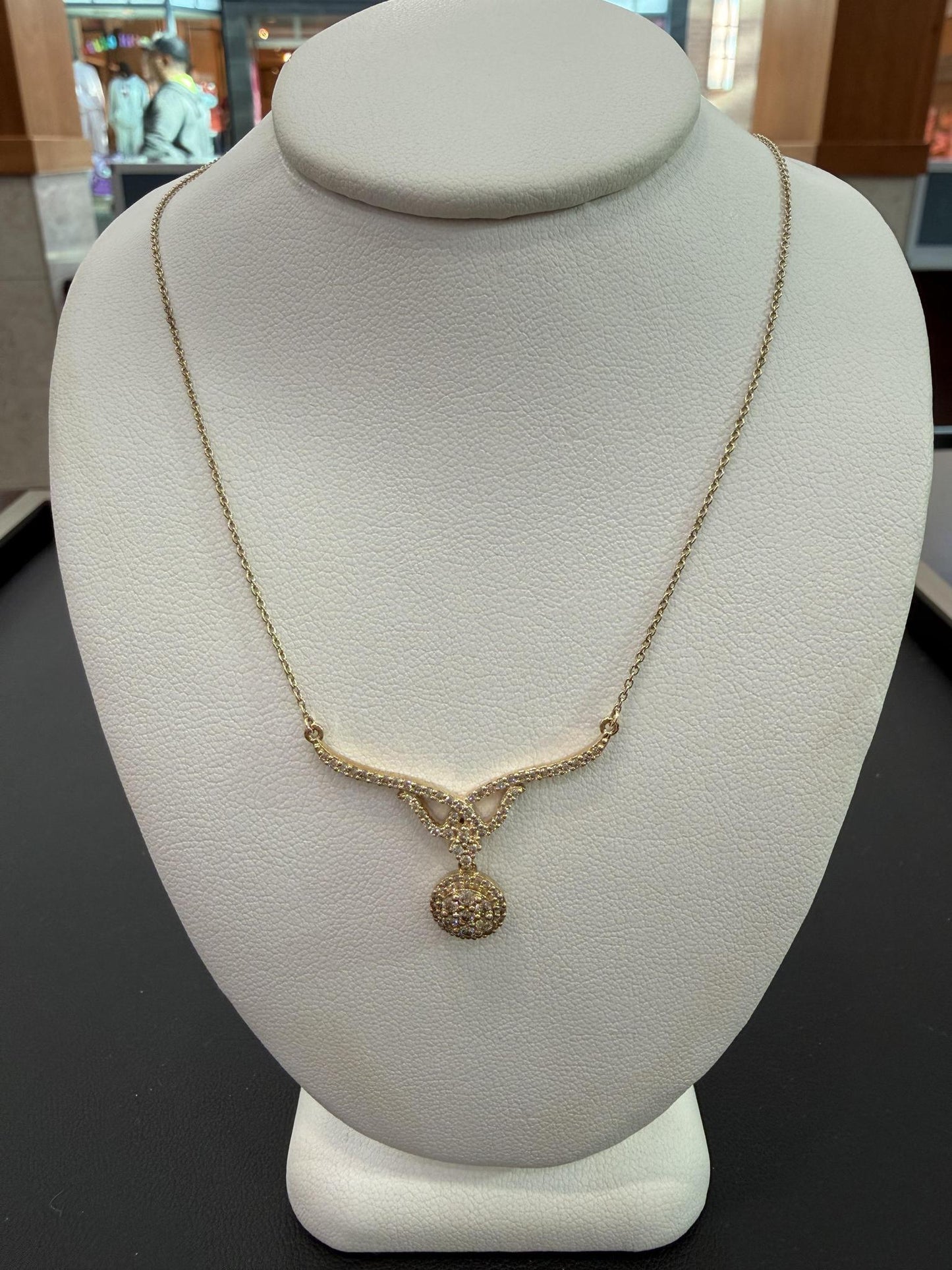 0.49ctw Diamond Round Pendant Necklace 10K Yellow Gold