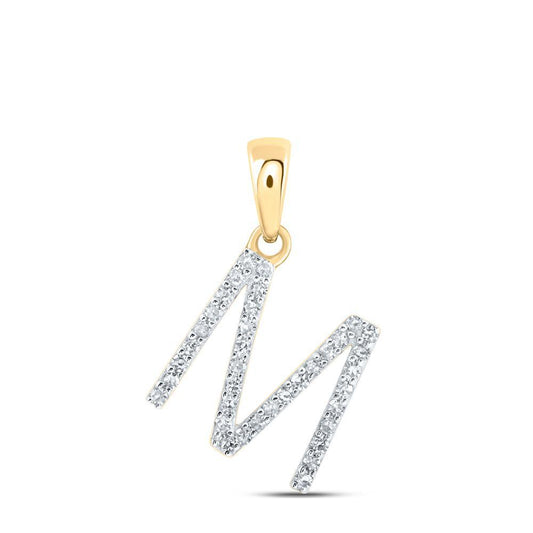 Diamond Letter Initial M Pendant Charm 10k Yellow Gold