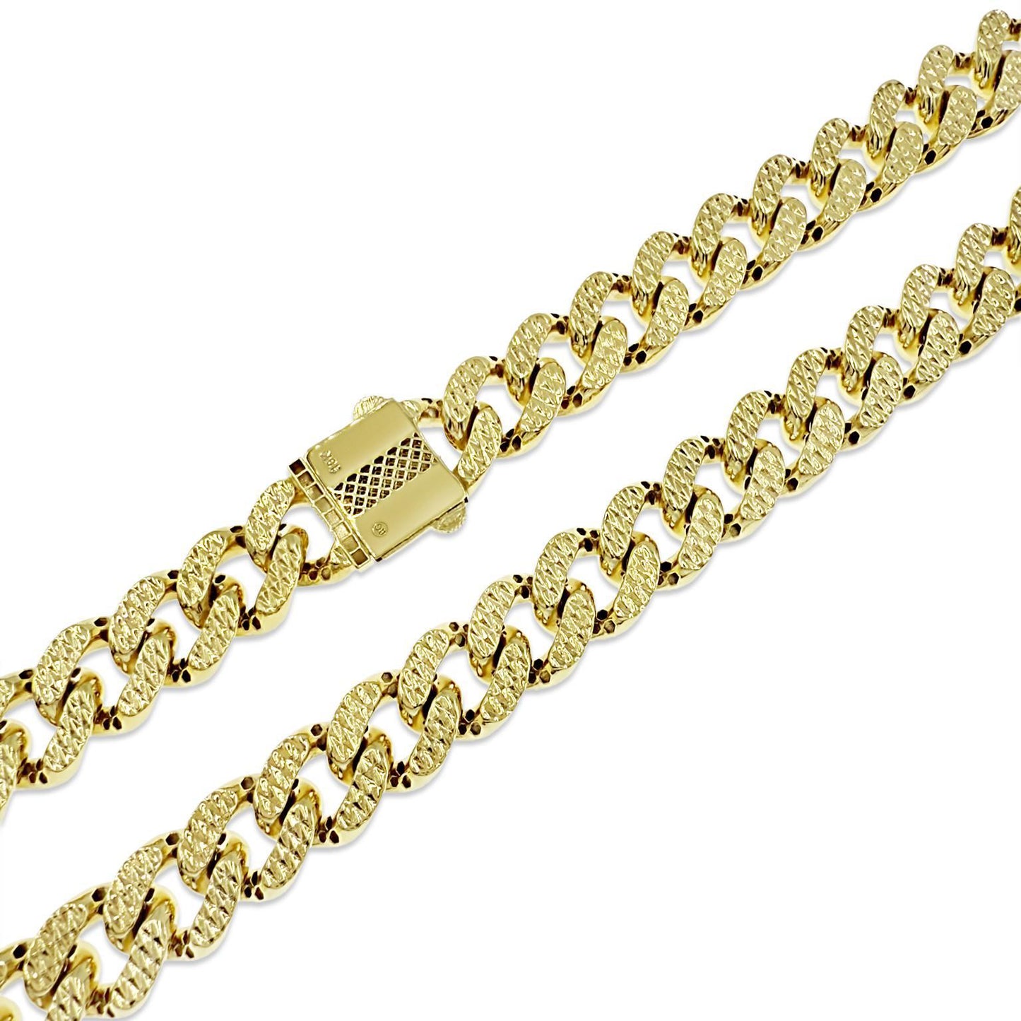 10k Yellow Gold Miami Cuban Link 14mm Chain Mens Necklace