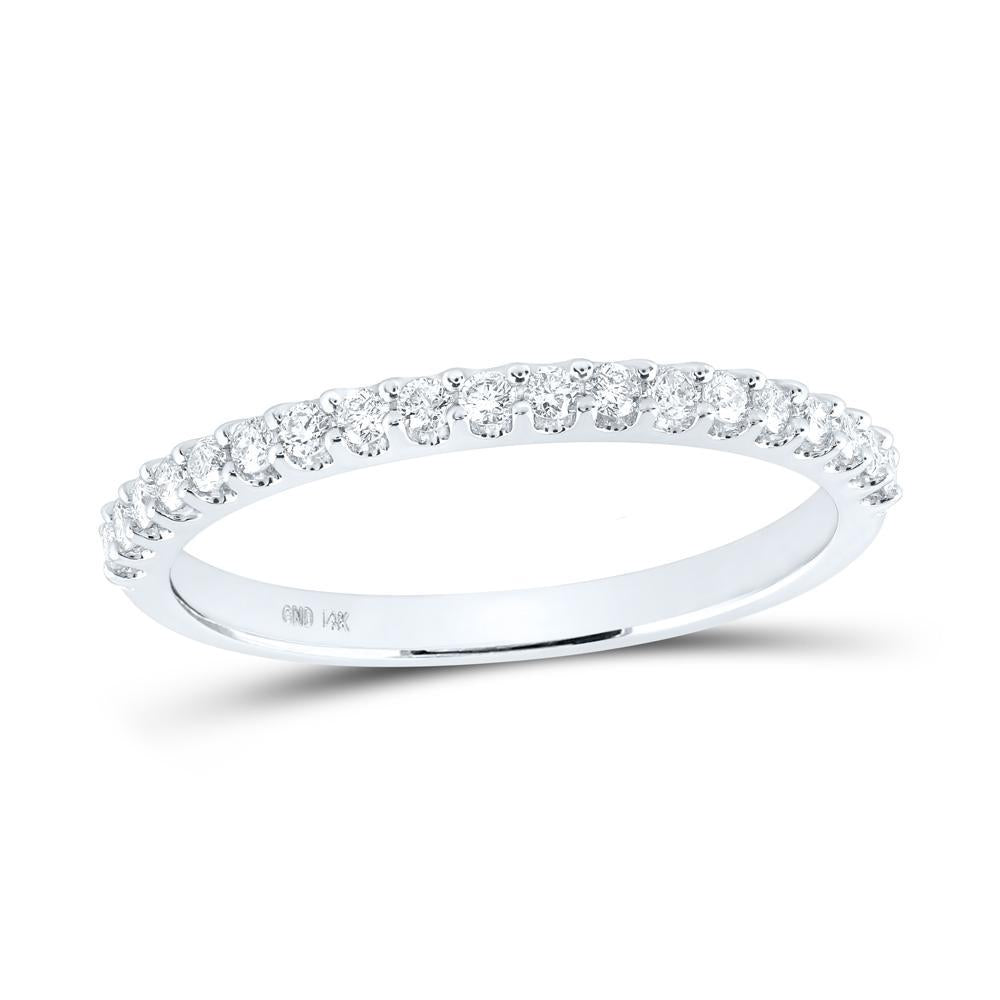 Diamond Single Row 14K White Gold Wedding Band Womens