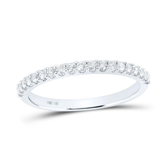 Diamond Single Row 14K White Gold Wedding Band Womens