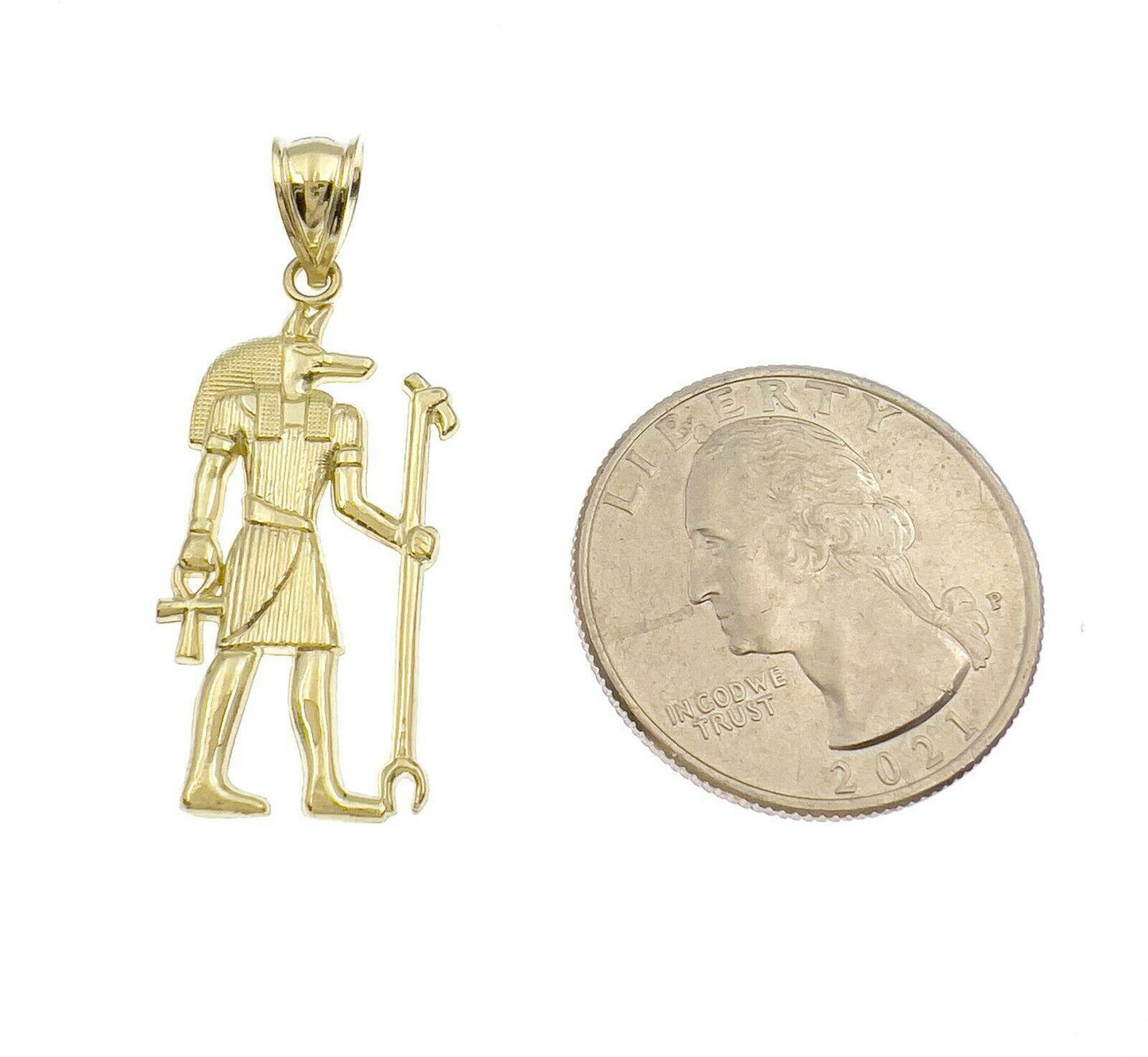 10k Yellow Gold  Egyptian God Anubis Pendant