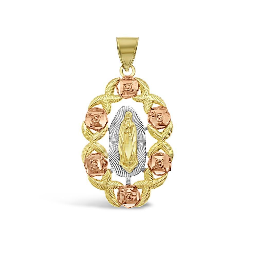 14K Tri Color Gold Our Lady of Guadalupe Pendant