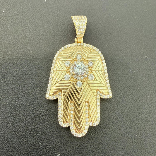 Hamsa Pendant Gold Plated 925 Sterling Silver