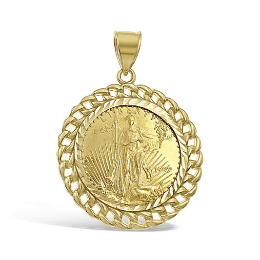10k Gold Solid Liberty Eagle 25 Dollar 1997 Coin Pendant with Bezel