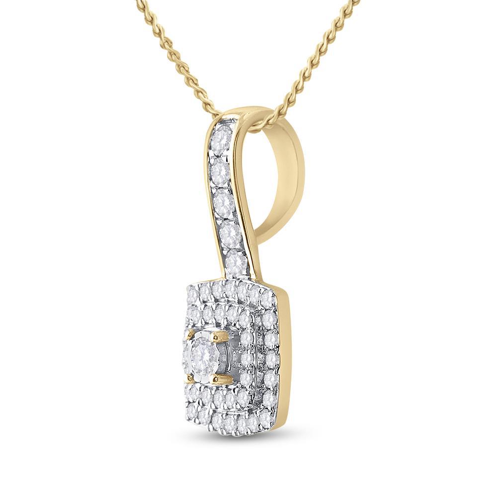 1/3cttw Diamond Square Pendant 10k Yellow Gold Charm