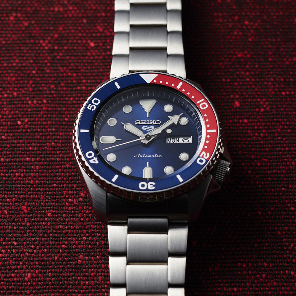 Seiko 5 Sports Automatic Blue Dial Pepsi Bezel Men's Watch SRPD53