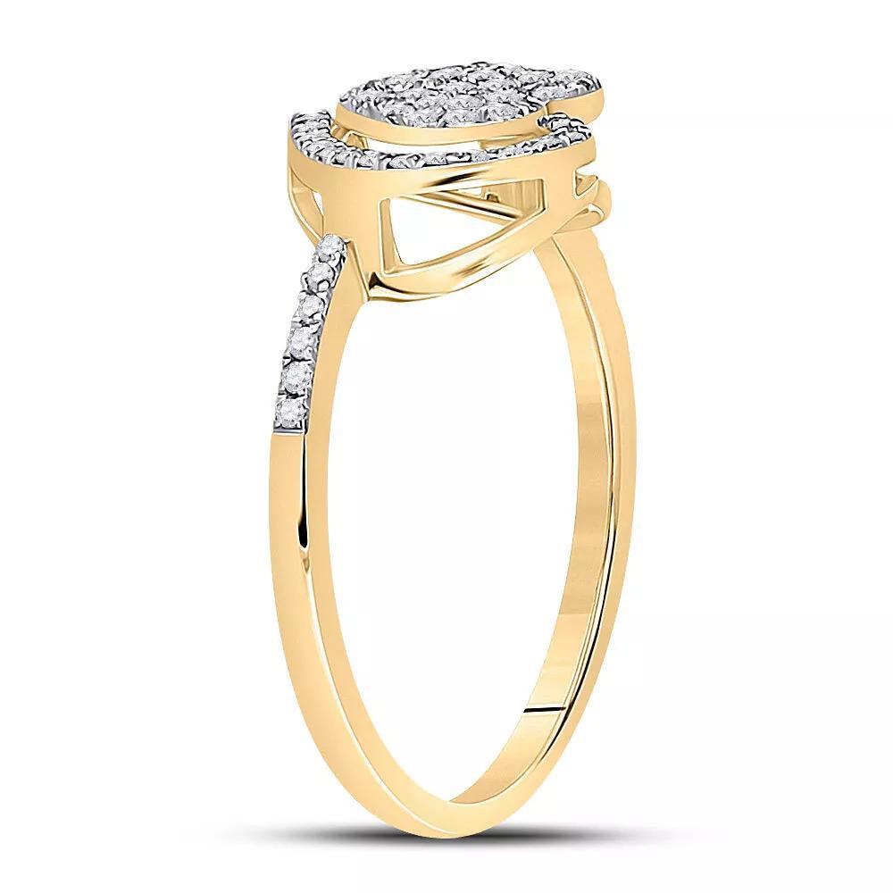 10kt Yellow Gold Womens Round Diamond Heart Ring 1/5 Cttw